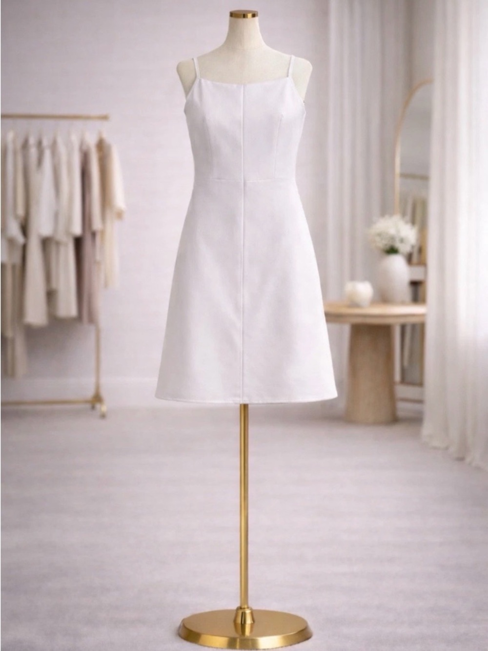 Michael Kors White Mini Dress Spaghetti Strap Fit Flare Size 2 NWT